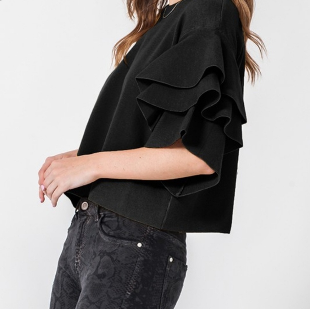 Chic Ruffle Knit Shirt - Picture 2 of 3